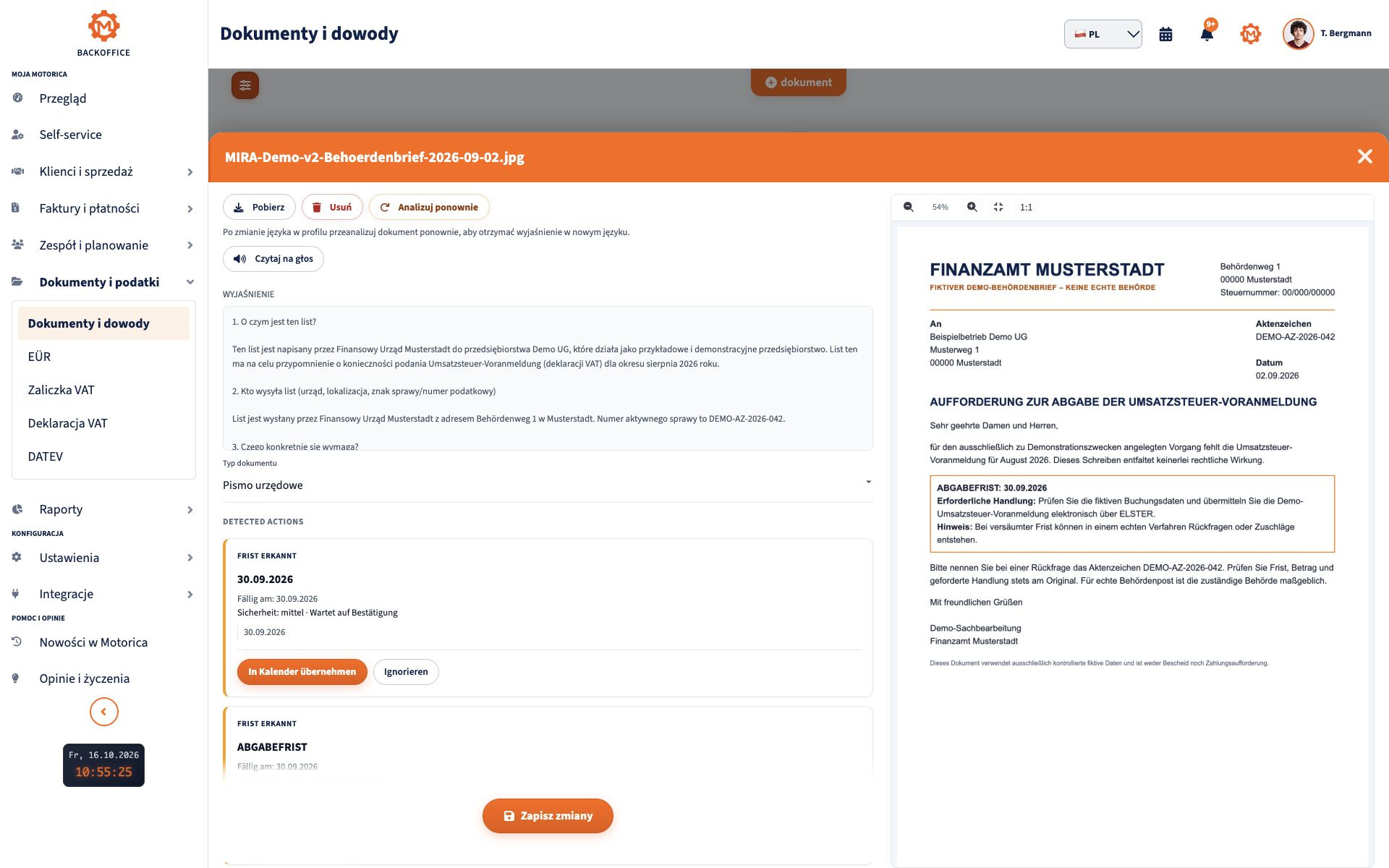 MIRA objaśnia dokument urzędowy i podkreśla rozpoznane terminy