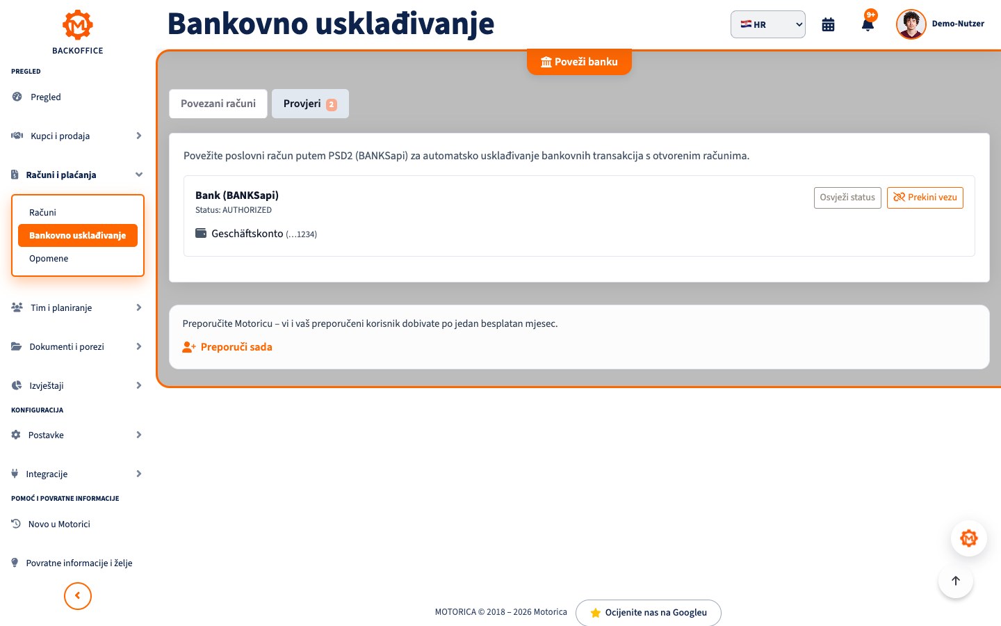 Prikaz proizvoda Motorica: Plaćanja i dokumenti