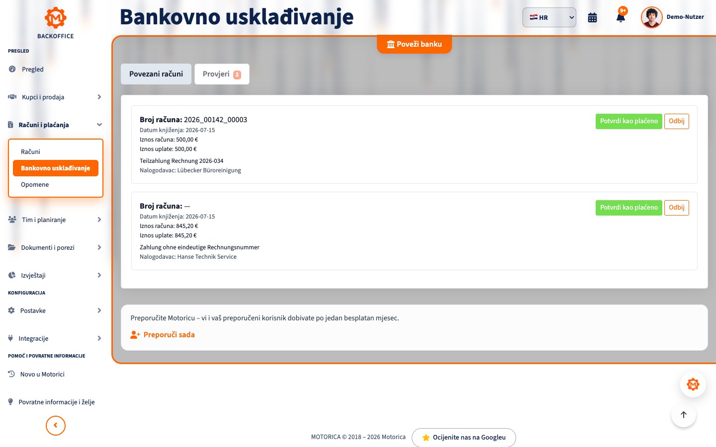 Prikaz proizvoda Motorica: Automatsko povezivanje samo kod pouzdanih rezultata