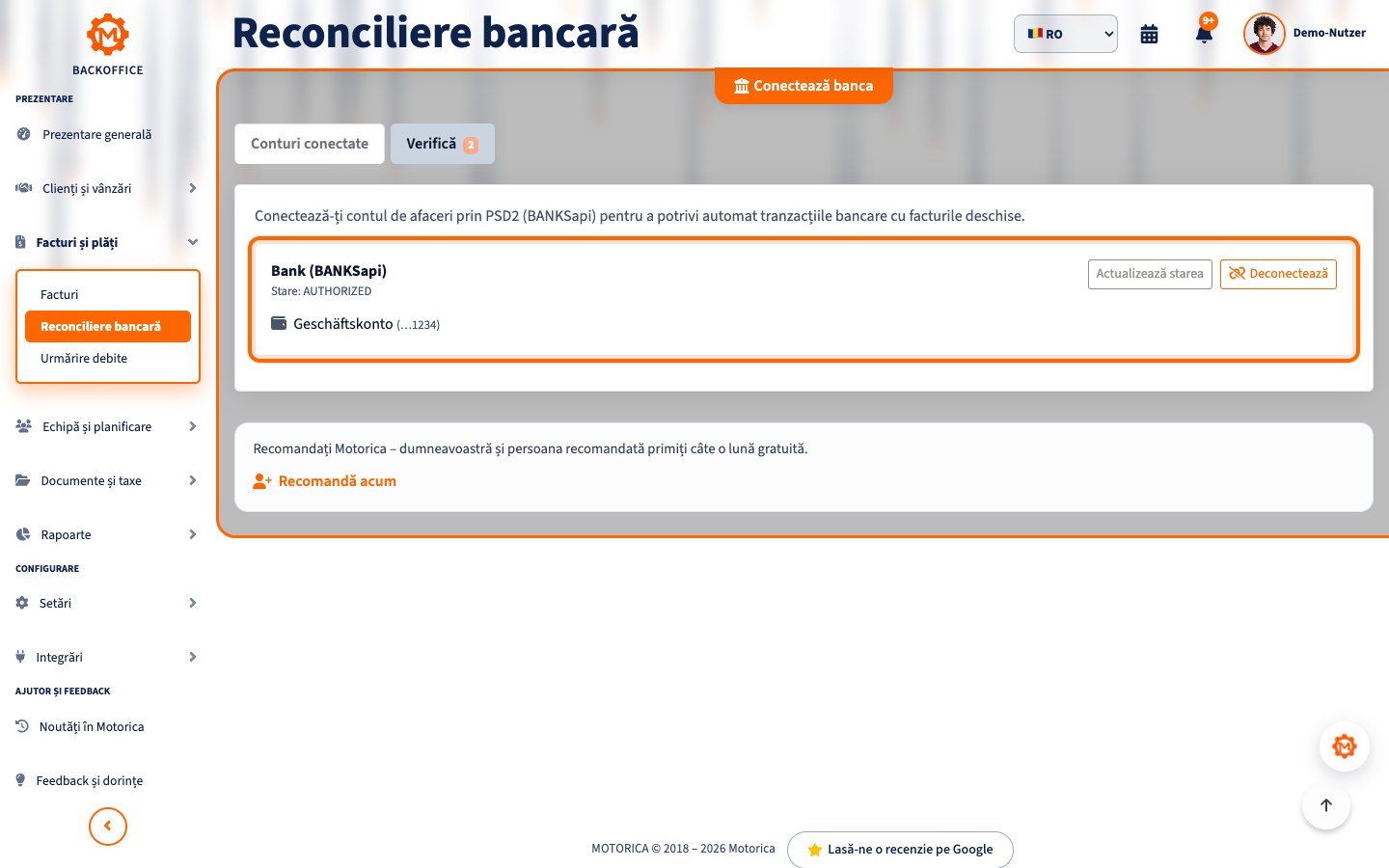 Interfață Motorica: Ce este reconcilierea bancară automată?