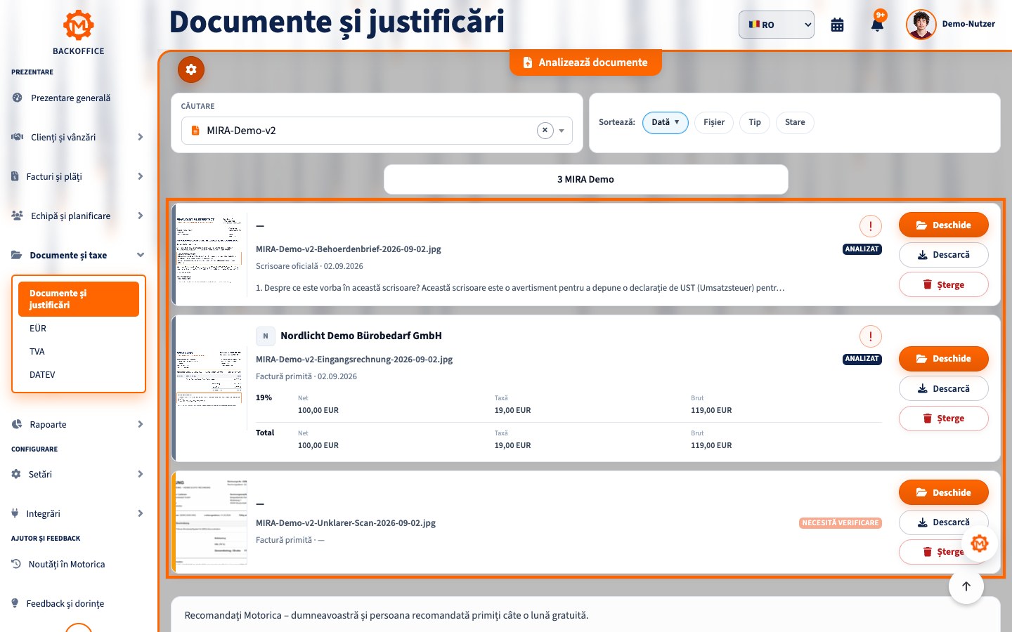 Interfață Motorica: Păstrarea și protecția datelor