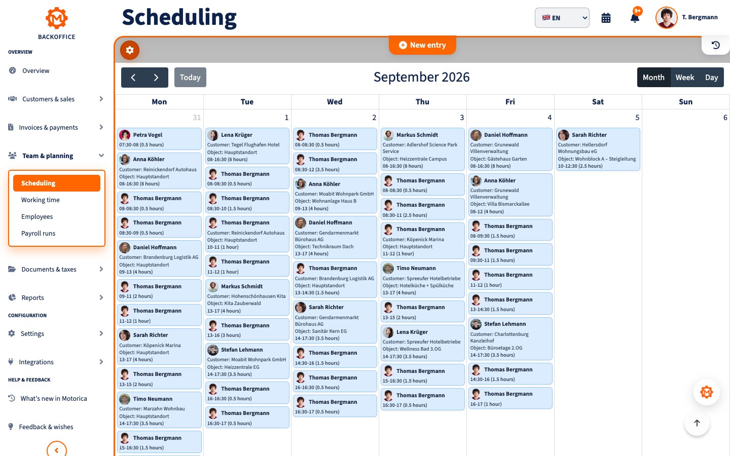 Calendar with employee and job scheduling
