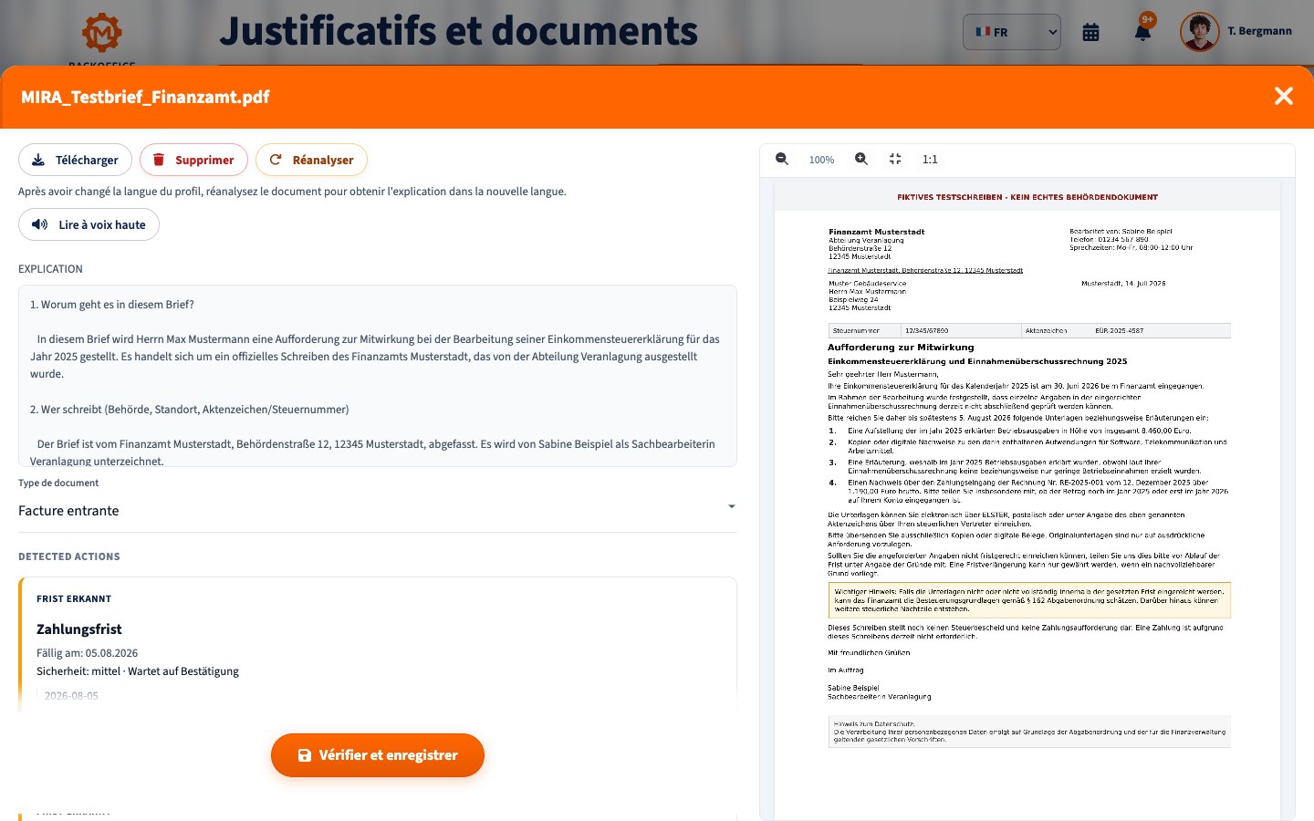 MIRA explique un document officiel et met en évidence les échéances reconnues