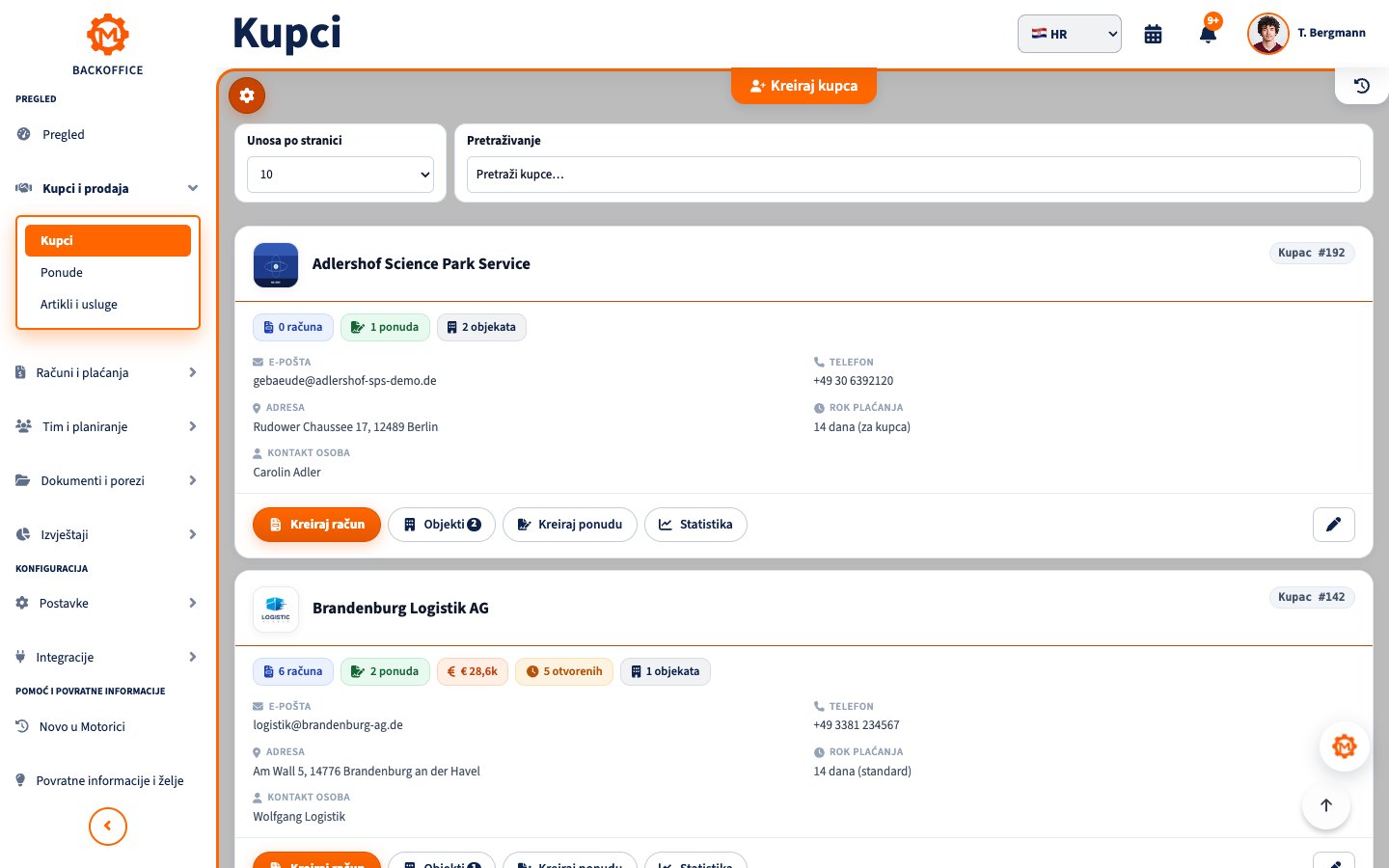 Kreiraj klijenta – Motorica Backoffice