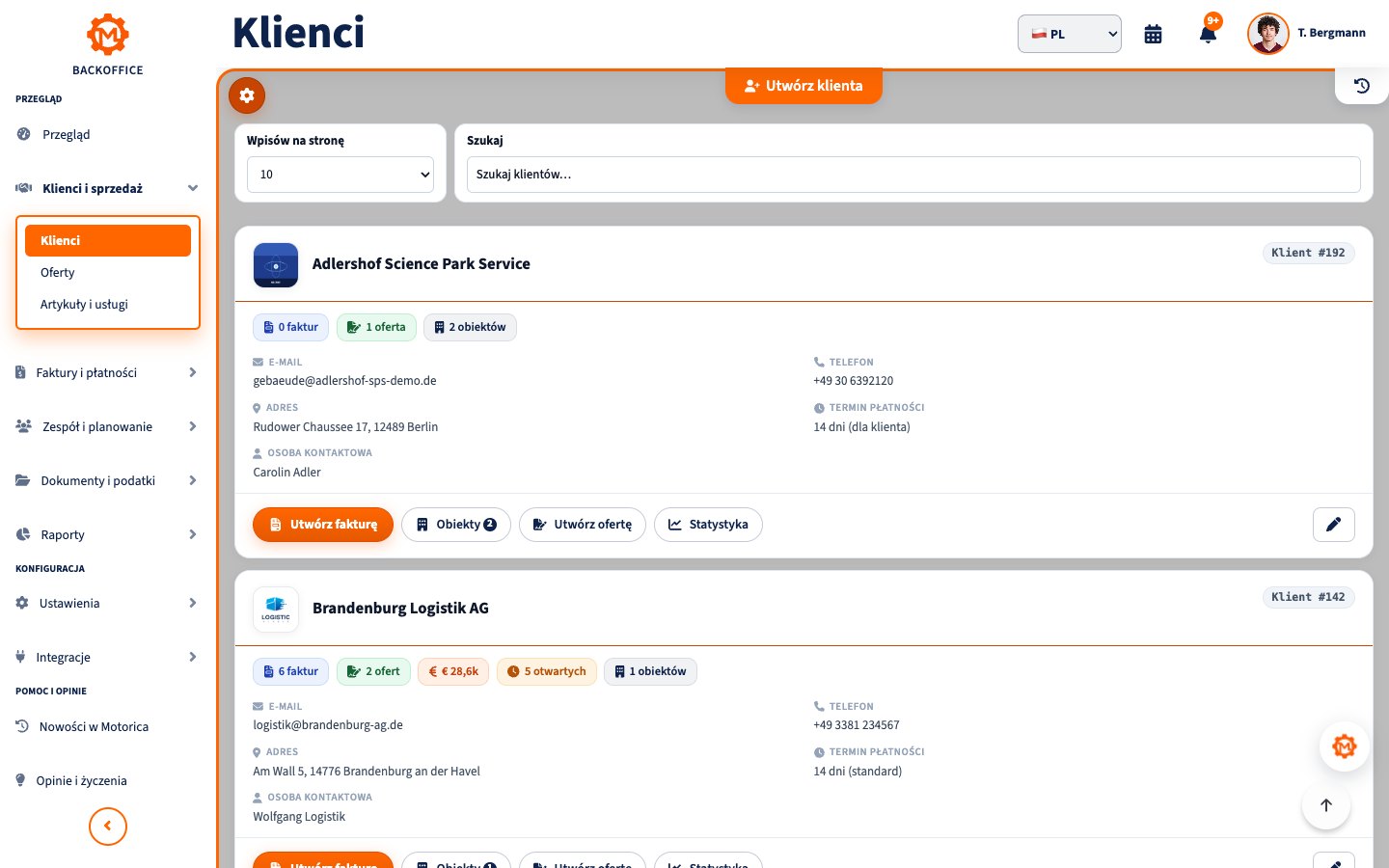 Dodaj klienta – Motorica Backoffice
