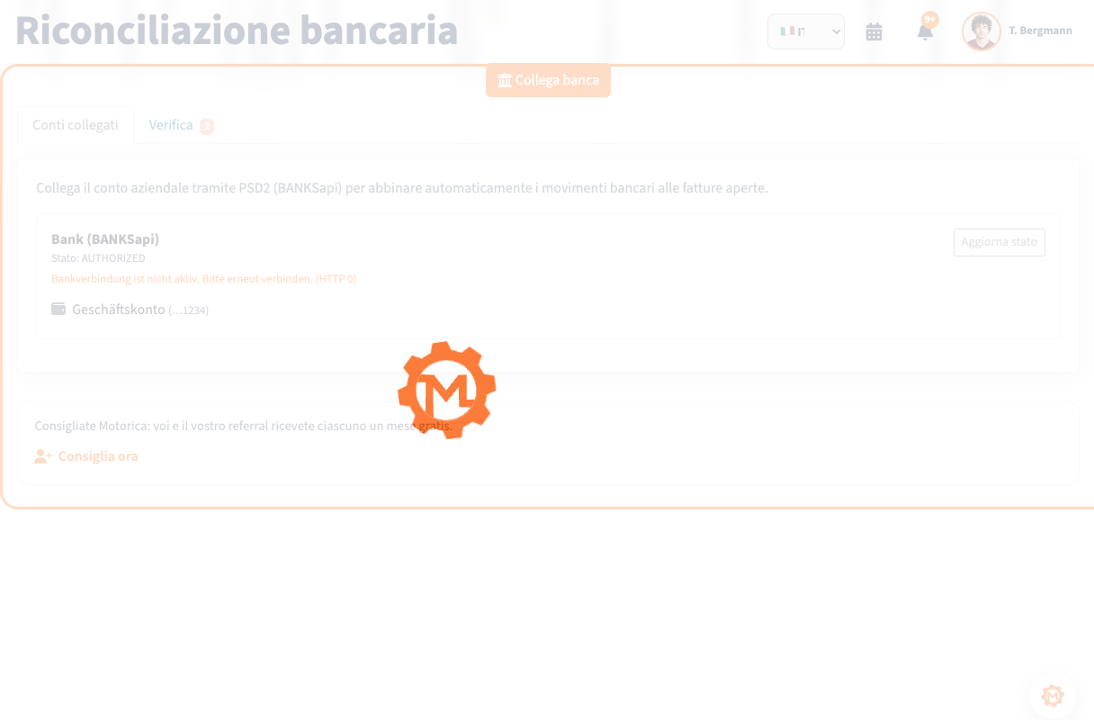 Riconciliazione dei pagamenti in Motorica con pagamenti abbinati e da verificare