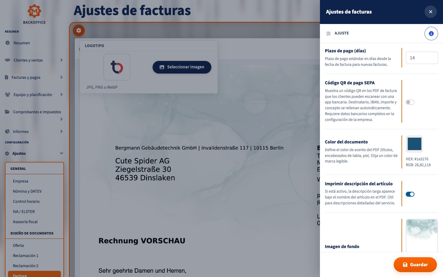 Ajustes de documento Motorica en español