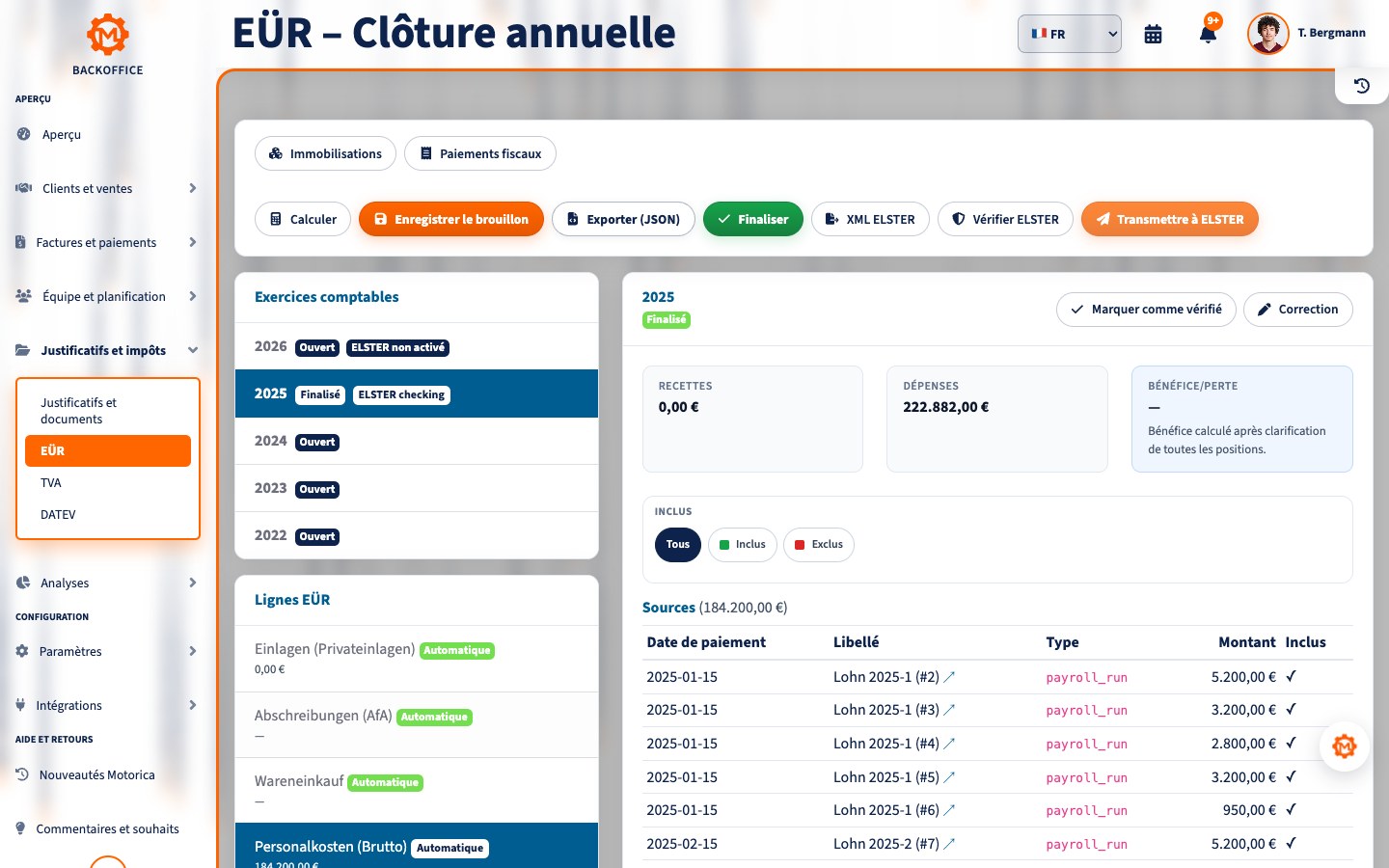 Vue EÜR Motorica en français