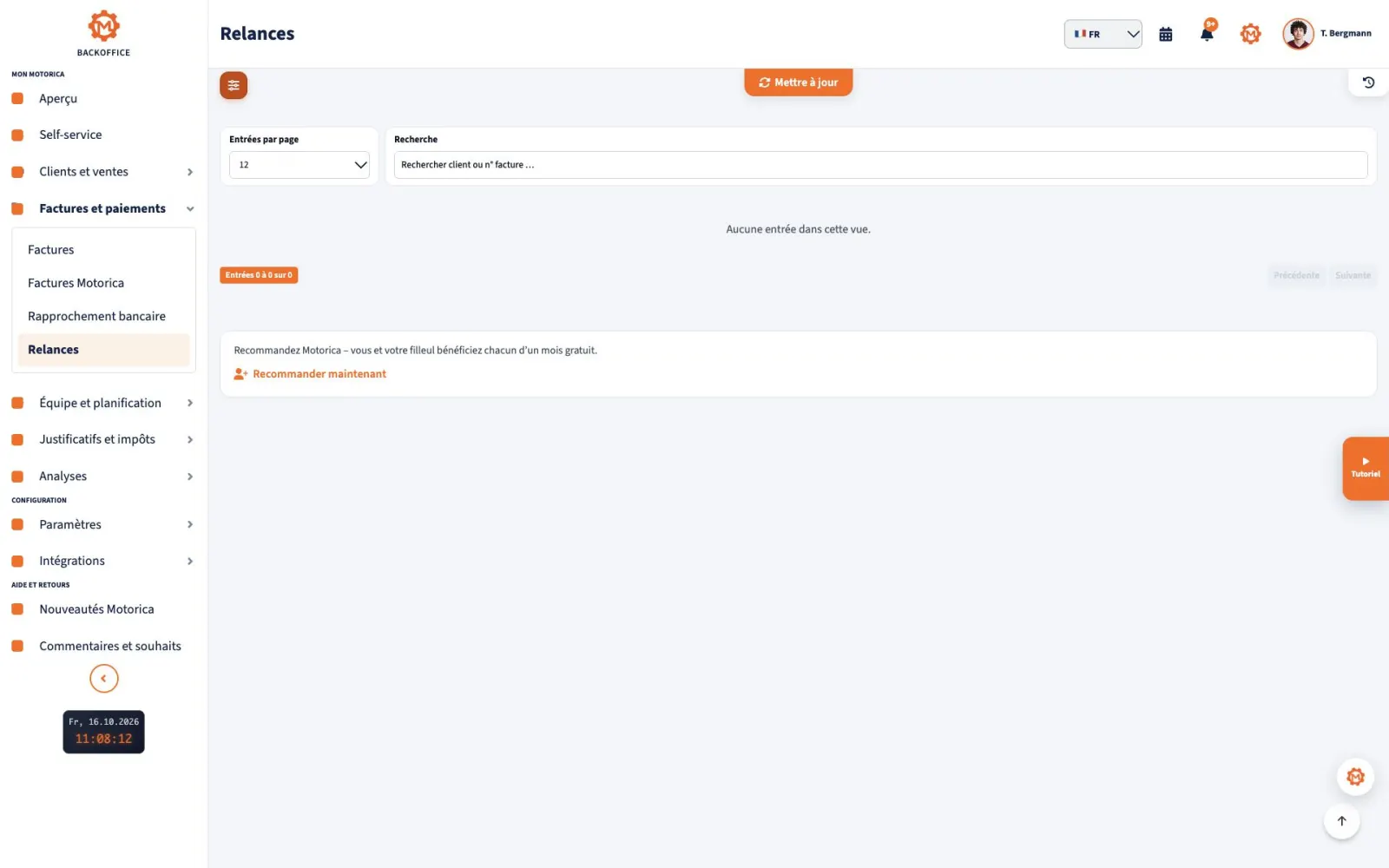 Motorica Backoffice – Relances : mise en demeure de payer et rappel de paiement