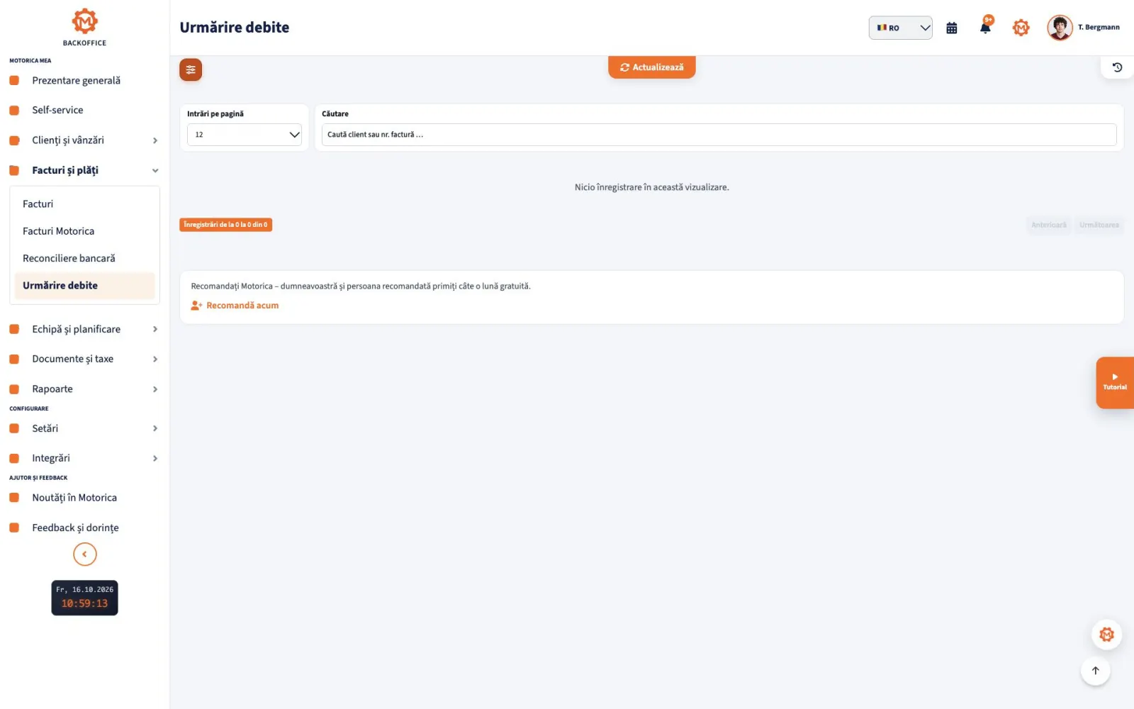 Motorica Backoffice – Urmărire debite: notificare formală de plată (Mahnung) și reamintire de plată