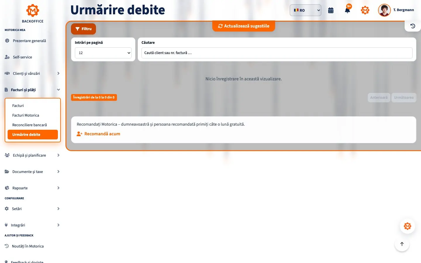 Motorica Backoffice – Urmărire debite: notificare formală de plată (Mahnung) și reamintire de plată